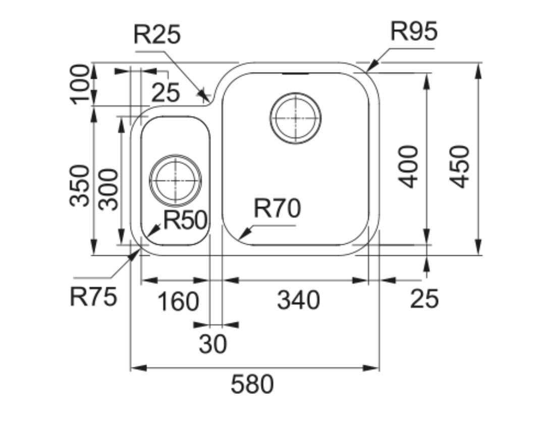 Franke Smart SRX 160 SBL Kitchen Sink