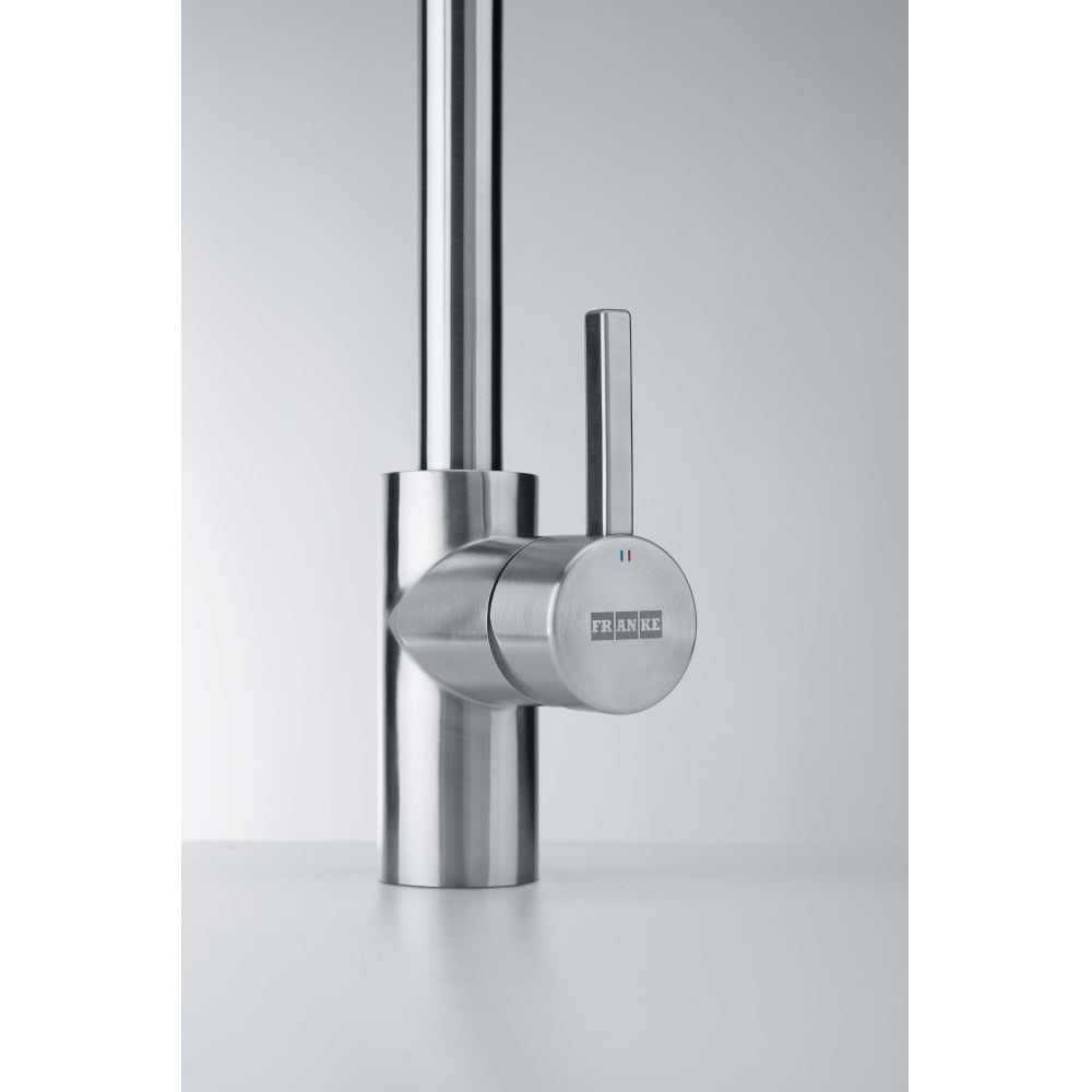 Franke Eos Neo Stainless Steel Kitchen Tap - The Tap Specialist- handle zoom in
