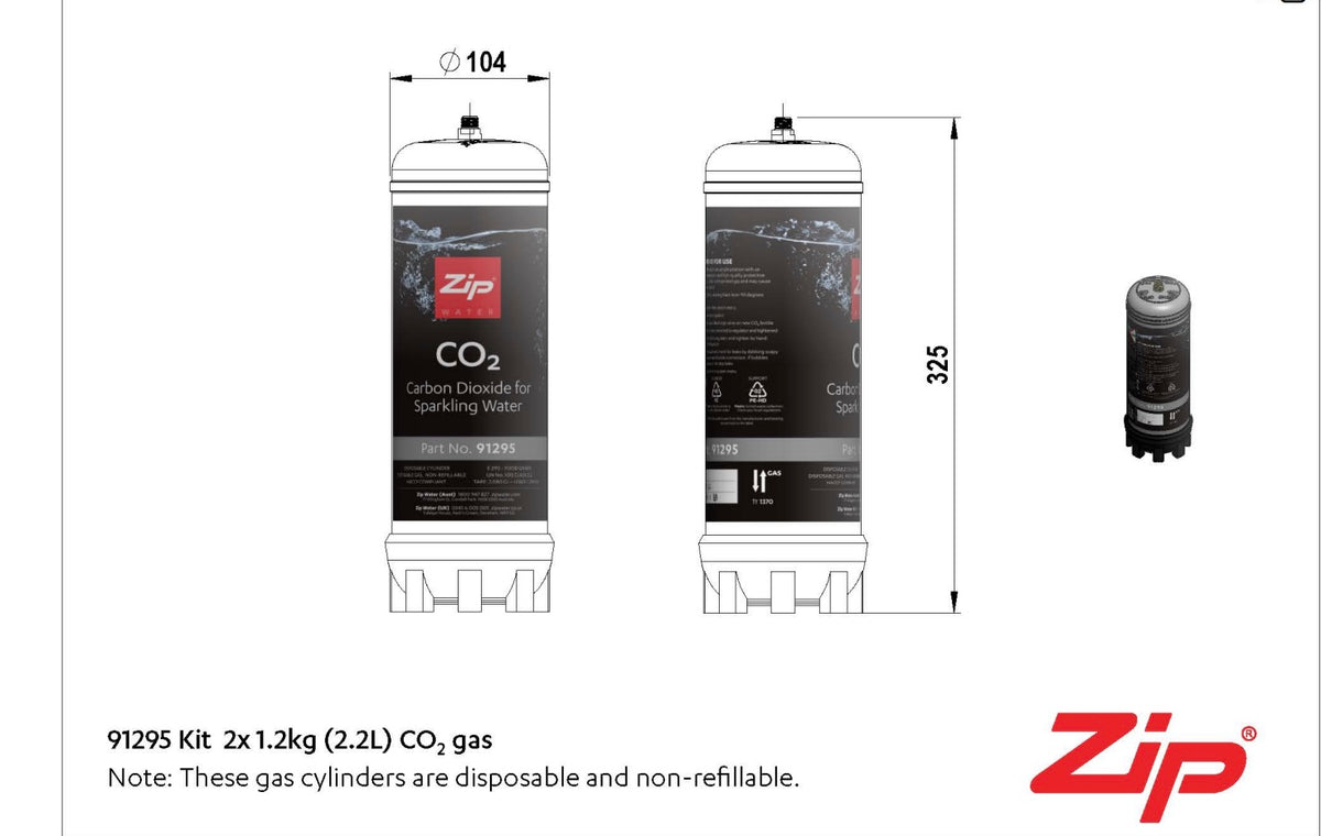 Zip Water CO2 Cylinders 91295