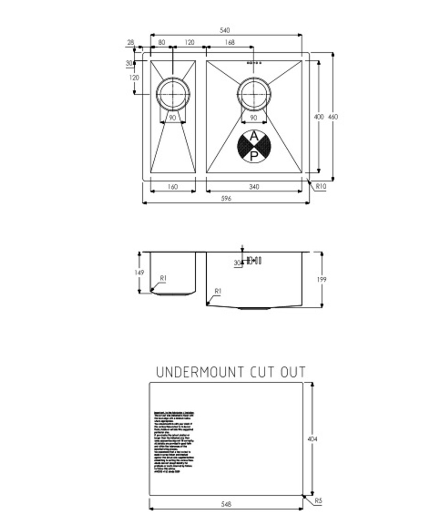 Abode Matrix 1.5 Right Hand Main Bowl Sink in Stainless Steel - The Tap Specialist