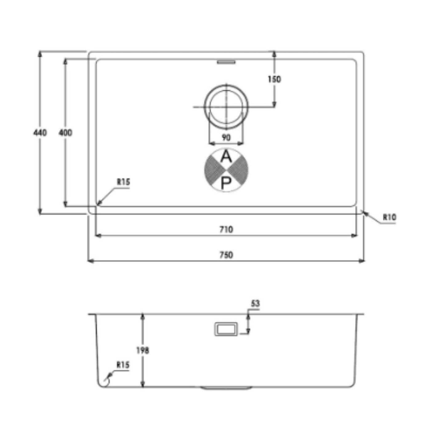 Abode Matrix R15 Extra Large Single Bowl Stainless Steel Kitchen Sink - The Tap Specialist