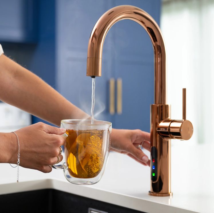 Aquatap Digital 5 in 1 Sparkling Instant Boiling, Chilled Filtered Water Tap| Fizz C Shape - The Tap Specialist Rose Gold