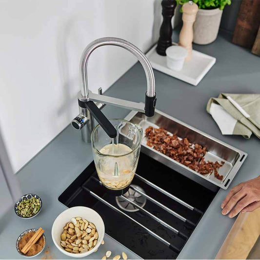 Blanco drink.filter EVOL - S Pro 3 - in - 1 Flexible Hose PVD Steel Kitchen Tap - 526311 - The Tap Specialist