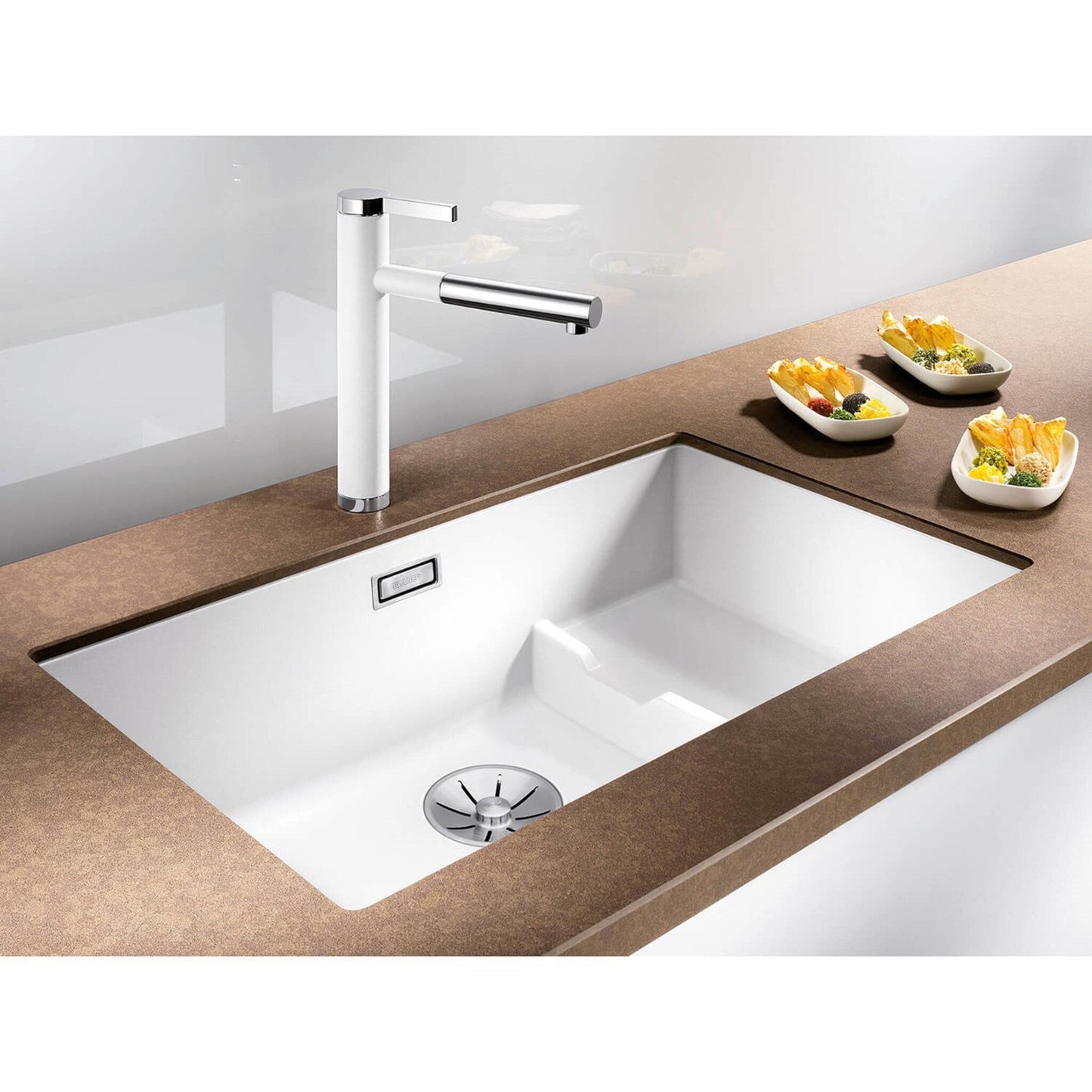 Blanco SUBLINE 700 - U Level Silgranit 1.5 Bowl Undermount White Kitchen Sink - 523542 - The Tap Specialist