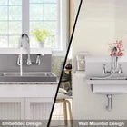 COOLWEST Commercial Wall Mount Faucet 8 Inch Center with 8"Gooseneck Swivel Spout 2 Handles Heavy Duty Brass Kitchen Sink Faucet Chrome Finish - The Tap Specialist
