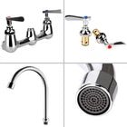 COOLWEST Commercial Wall Mount Faucet 8 Inch Center with 8"Gooseneck Swivel Spout 2 Handles Heavy Duty Brass Kitchen Sink Faucet Chrome Finish - The Tap Specialist