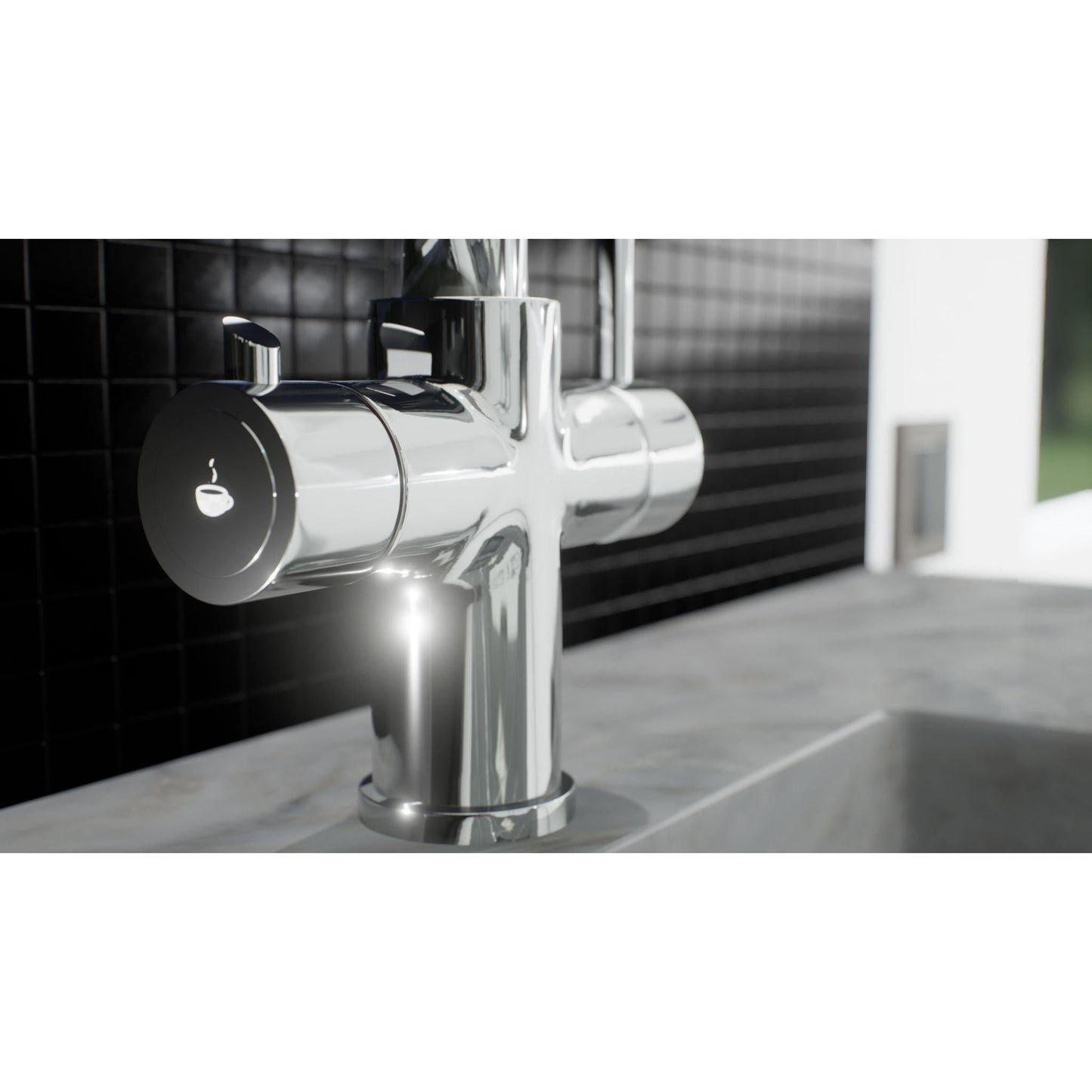 Ellsi 3 - in - 1 Instant Hot Water Tap Standard - Chrome finish handle zoom in - The Tap Specialist