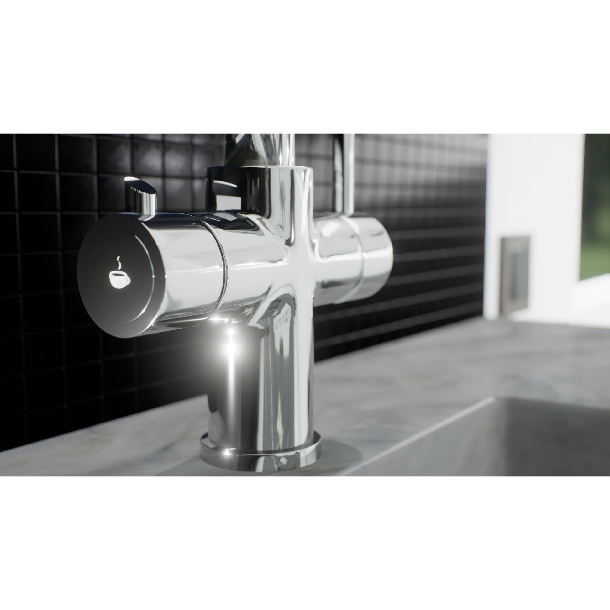 Ellsi 3 - in - 1 Instant Hot Water Tap Standard - Chrome finish handle zoom in - The Tap Specialist