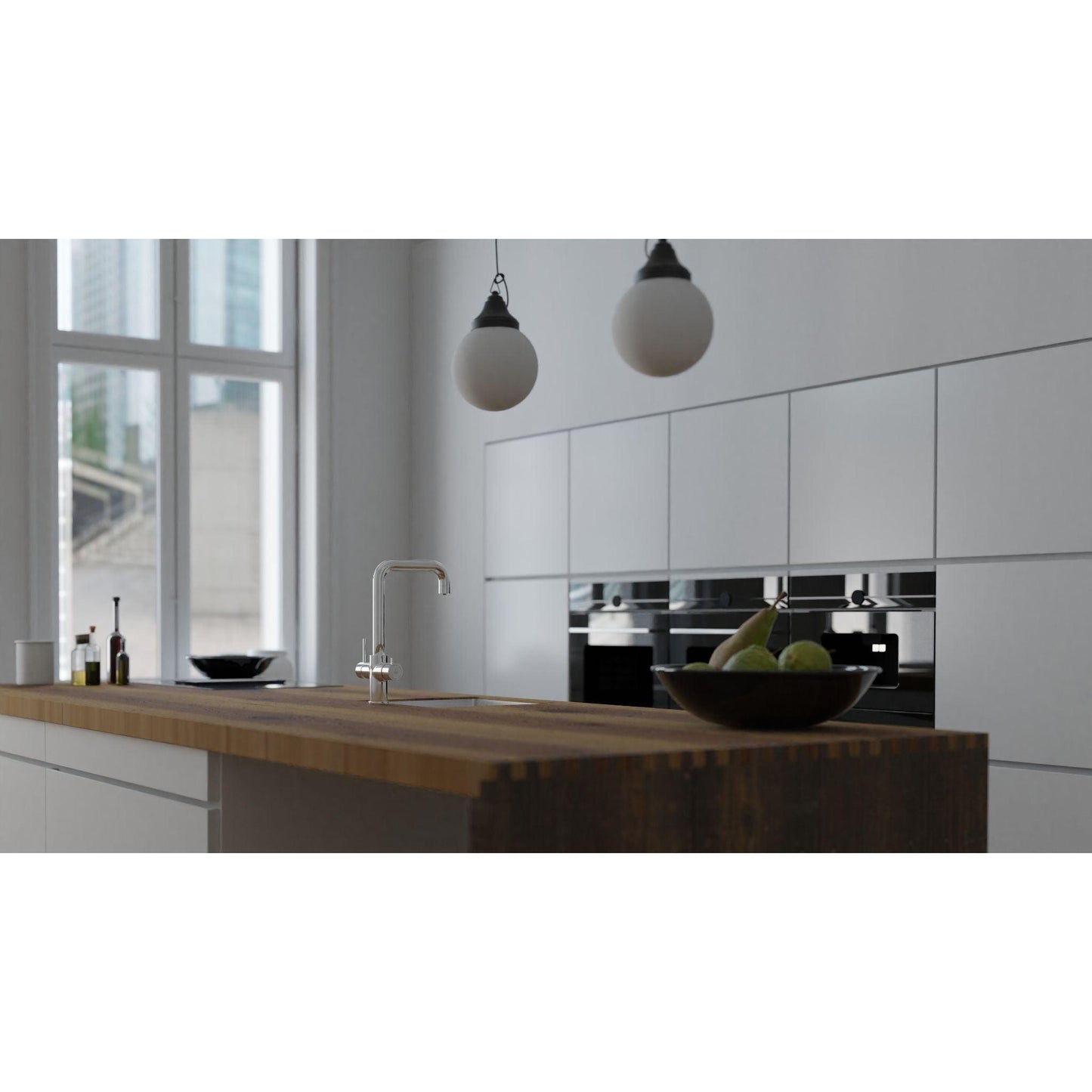 Ellsi 3 - in - 1 Instant Hot Water Tap Standard - Chrome finish in minimalist kitchen - The Tap Specialist