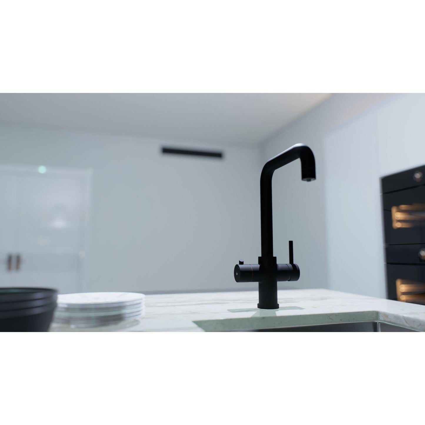 Ellsi 3 - in - 1 Instant Hot Water Tap Standard - Matt Black lifestyle image - The Tap Specialist