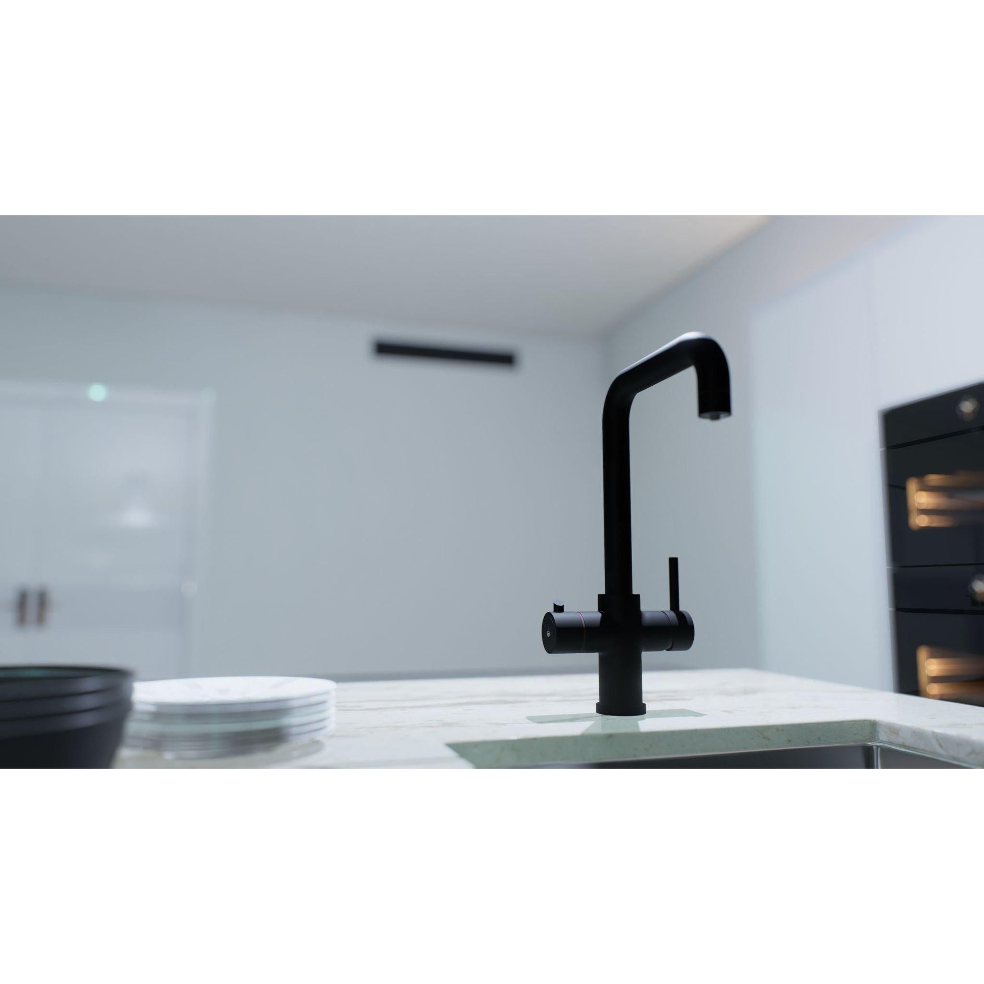 Ellsi 3 - in - 1 Instant Hot Water Tap Standard - Matt Black lifestyle image - The Tap Specialist