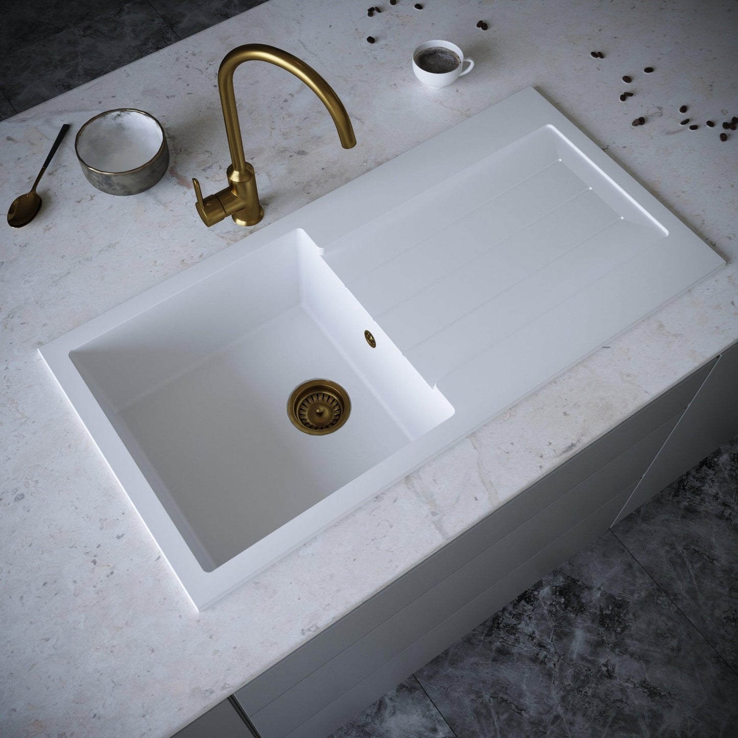 Ellsi Comite Single Bowl Kitchen Sink and Drainer Left or Right Handed with Waste - The Tap Specialist