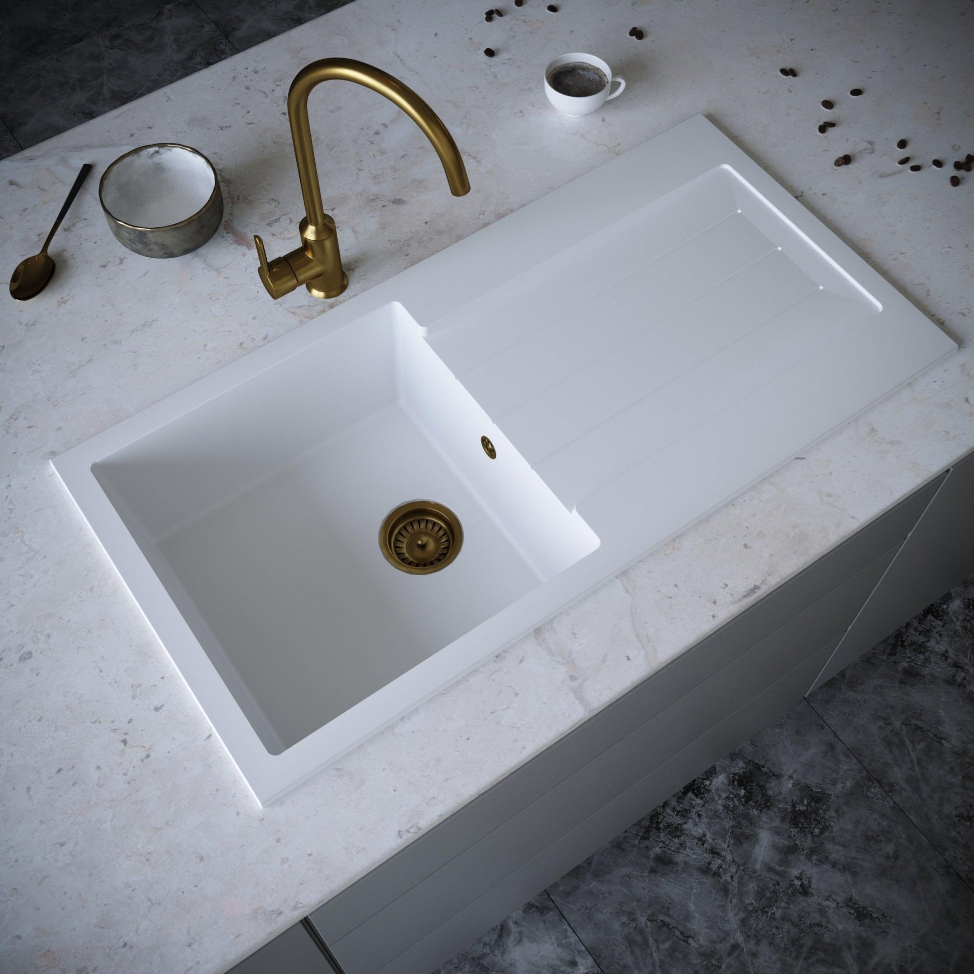 Ellsi Comite Single Bowl Kitchen Sink and Drainer Left or Right Handed with Waste - The Tap Specialist