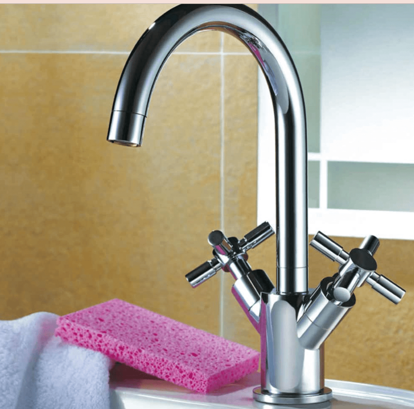 Flova XL Dual Crosshead Handle Monobloc Kitchen Mixer - The Tap Specialist