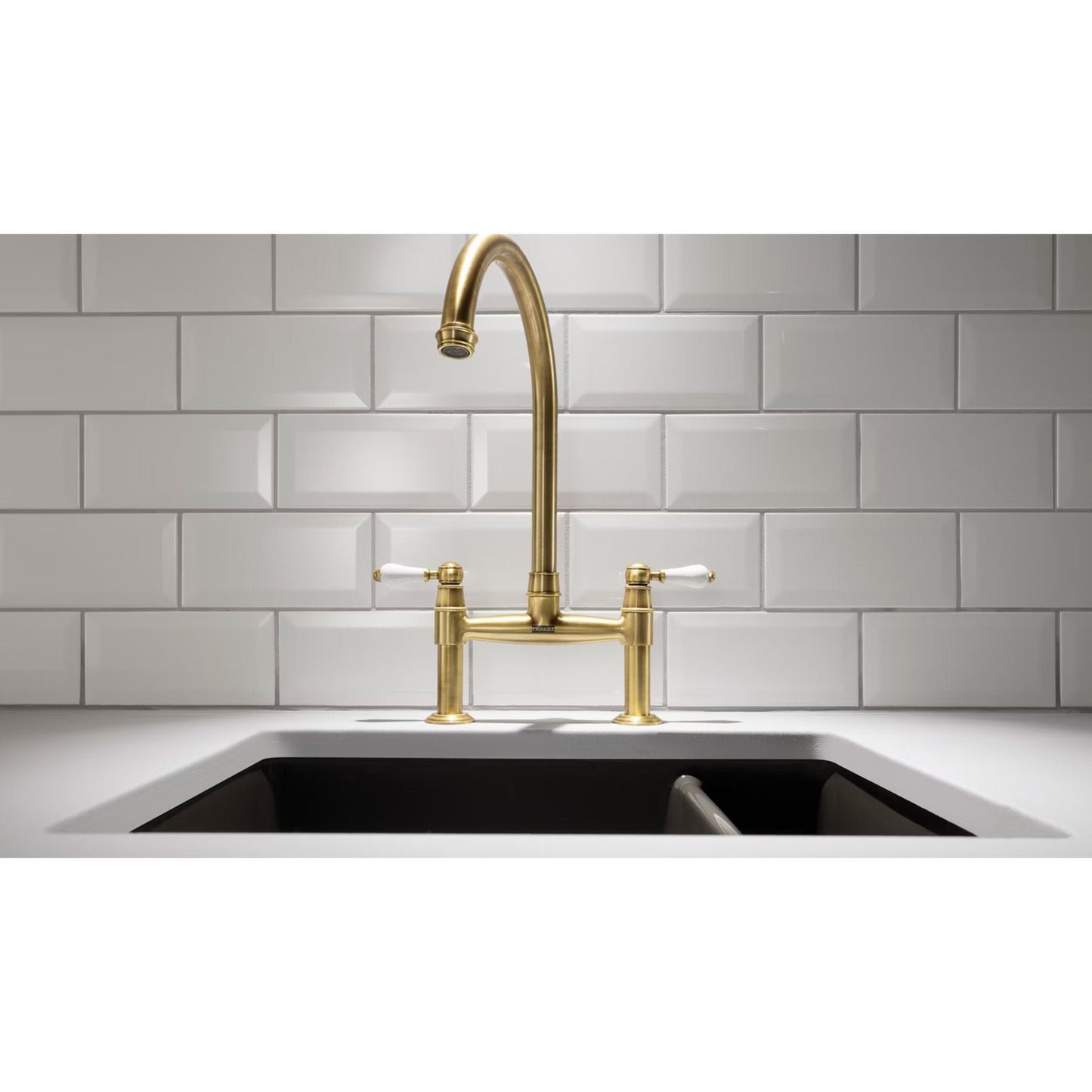 Franke Gloriana Classic Bridge Lever J Spout Swivel Brass Kitchen Tap - The Tap Specialist