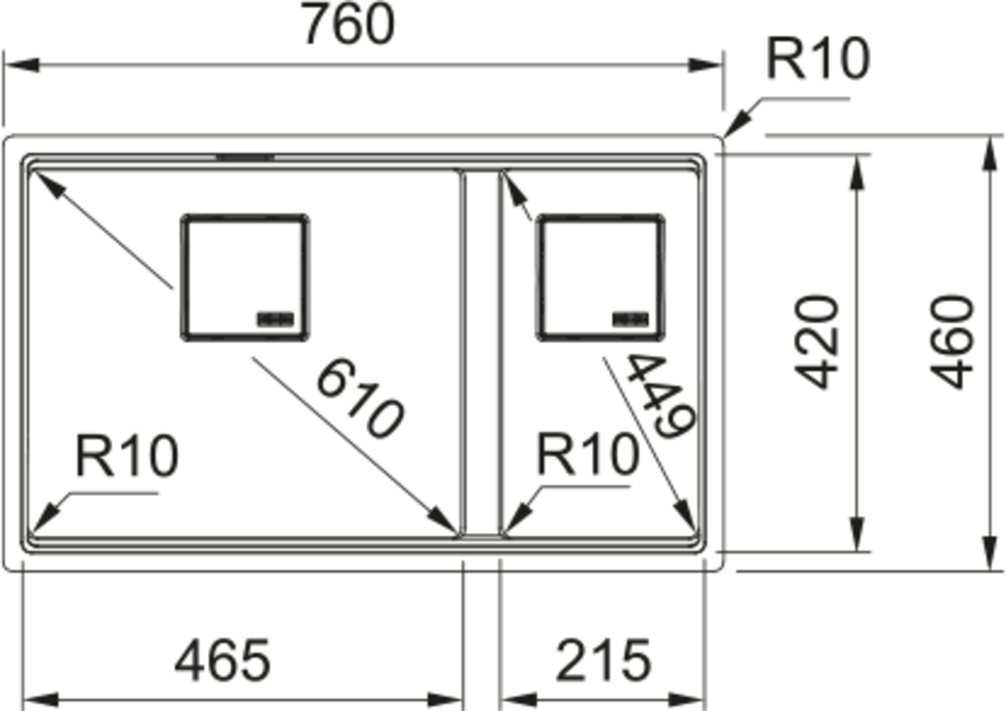 Ellsi Comite 1.5 Bowl Kitchen Sink Diagram