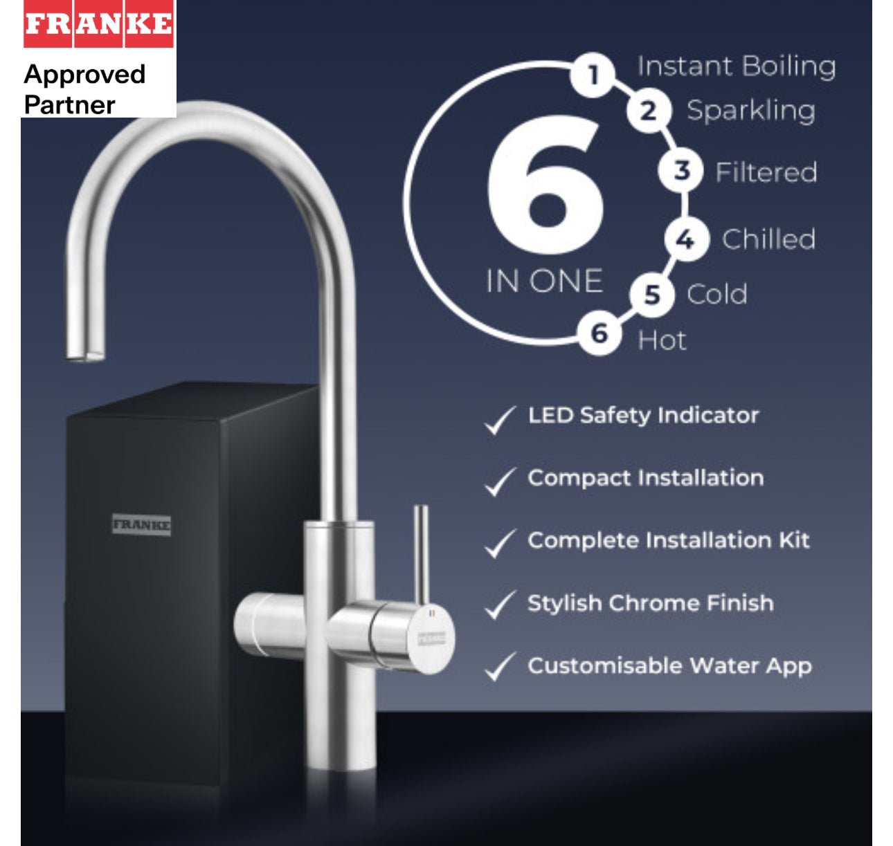 Franke Mythos Water Hub 6 - in - 1 Electronic Stainless Steel - The Tap Specialist