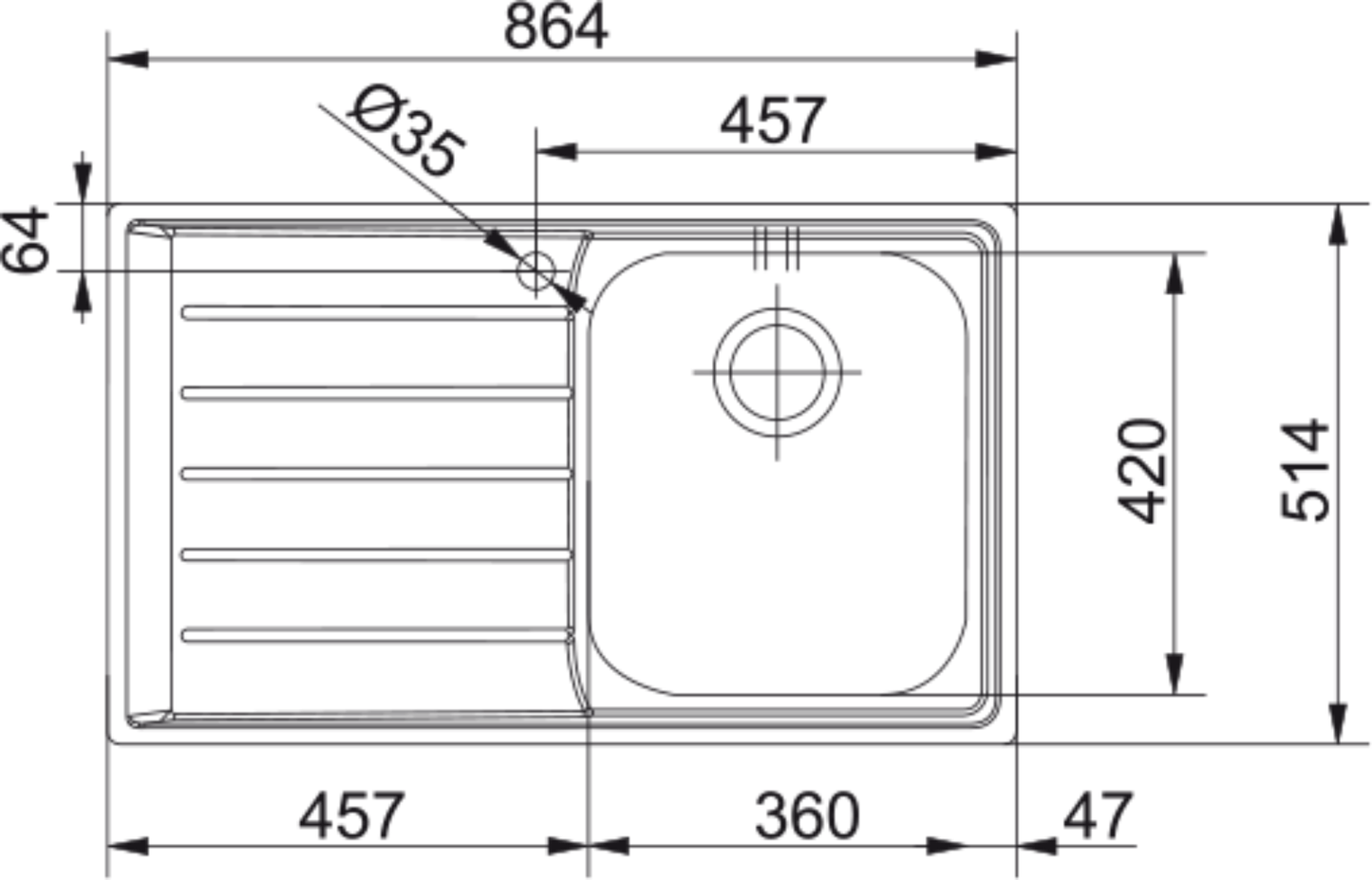 Franke Neptune NEX 211 Inset 1.0 Bowl Kitchen Sink Stainless Steel LH Drainer - The Tap Specialist