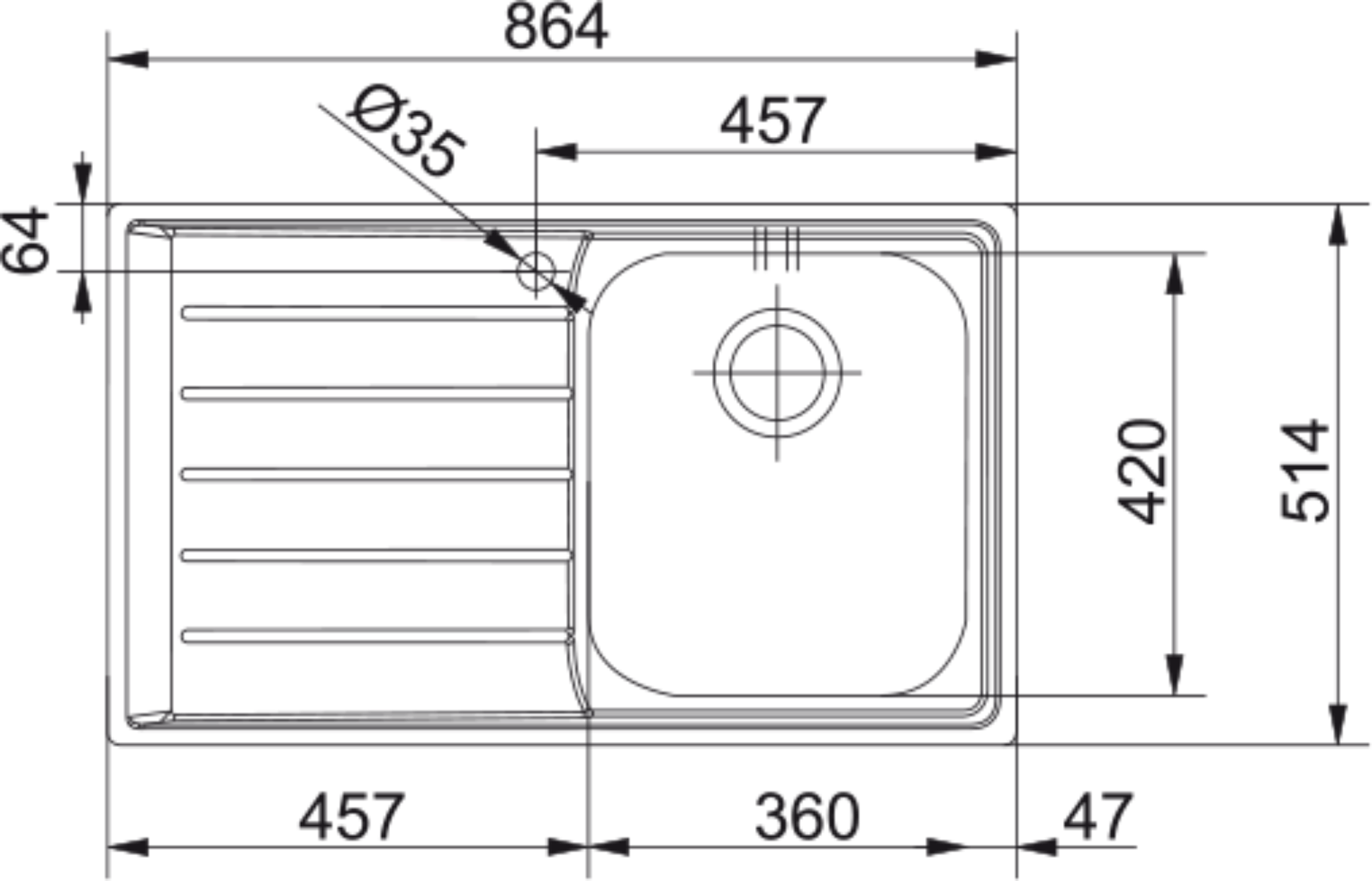 Franke Neptune NEX 211 Inset 1.0 Bowl Kitchen Sink Stainless Steel LH Drainer - The Tap Specialist