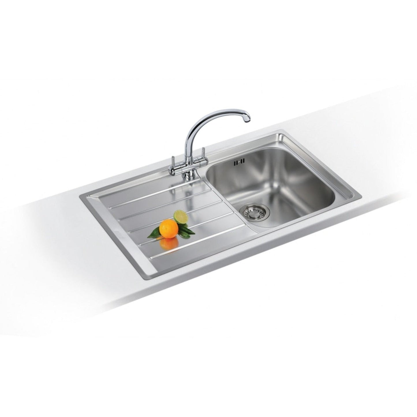 Franke Neptune NEX 211 Inset 1.0 Bowl Kitchen Sink Stainless Steel LH Drainer - The Tap Specialist