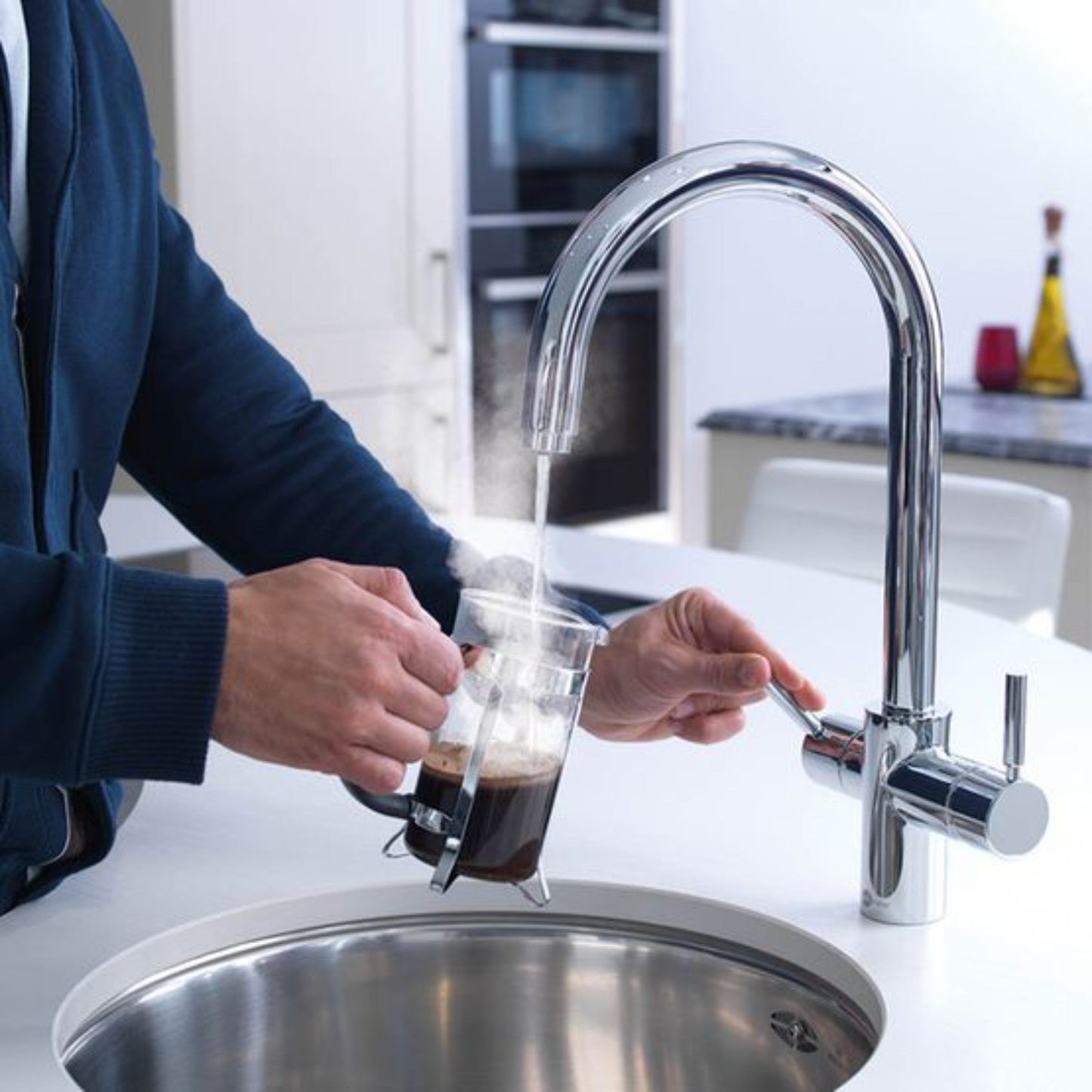 InSinkErator 3N1 J Shape Steaming Hot Tap with NeoTank And Filter Kit - The Tap Specialist