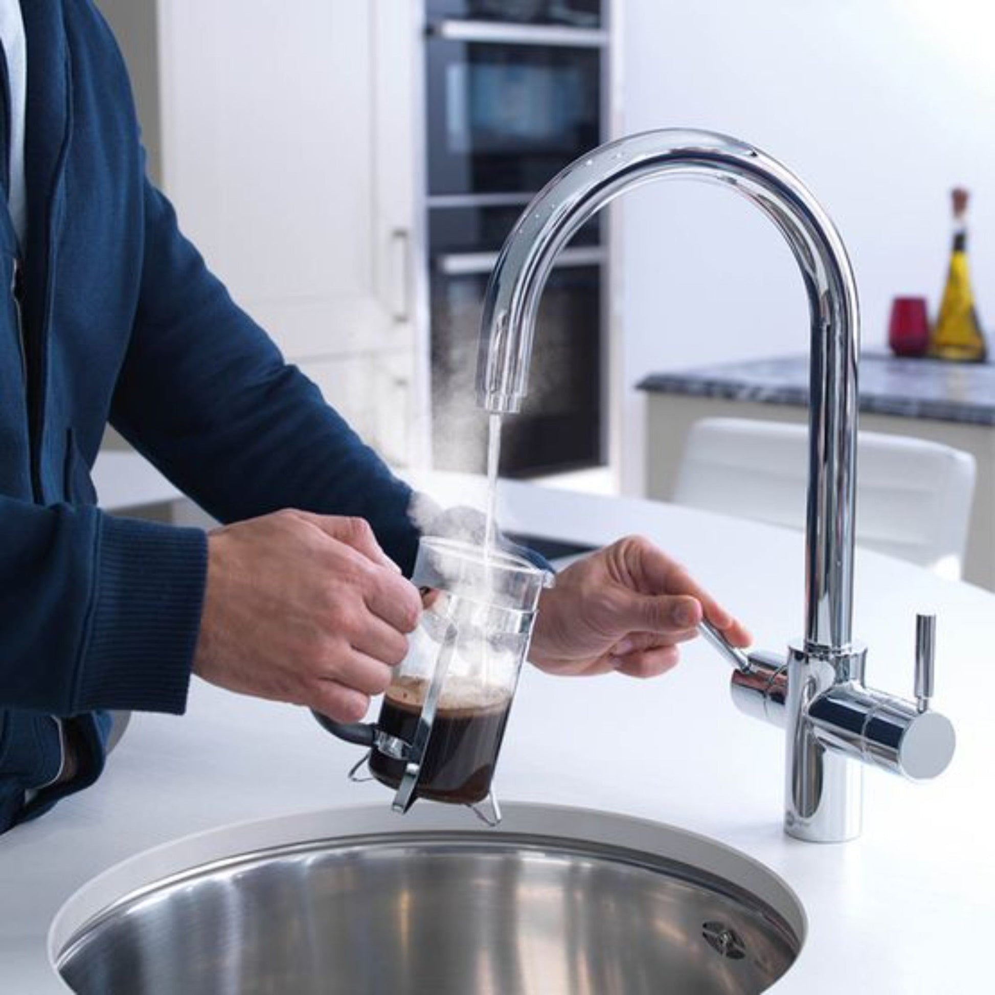 InSinkErator 3N1 J Shape Steaming Hot Tap with NeoTank And Filter Kit - The Tap Specialist