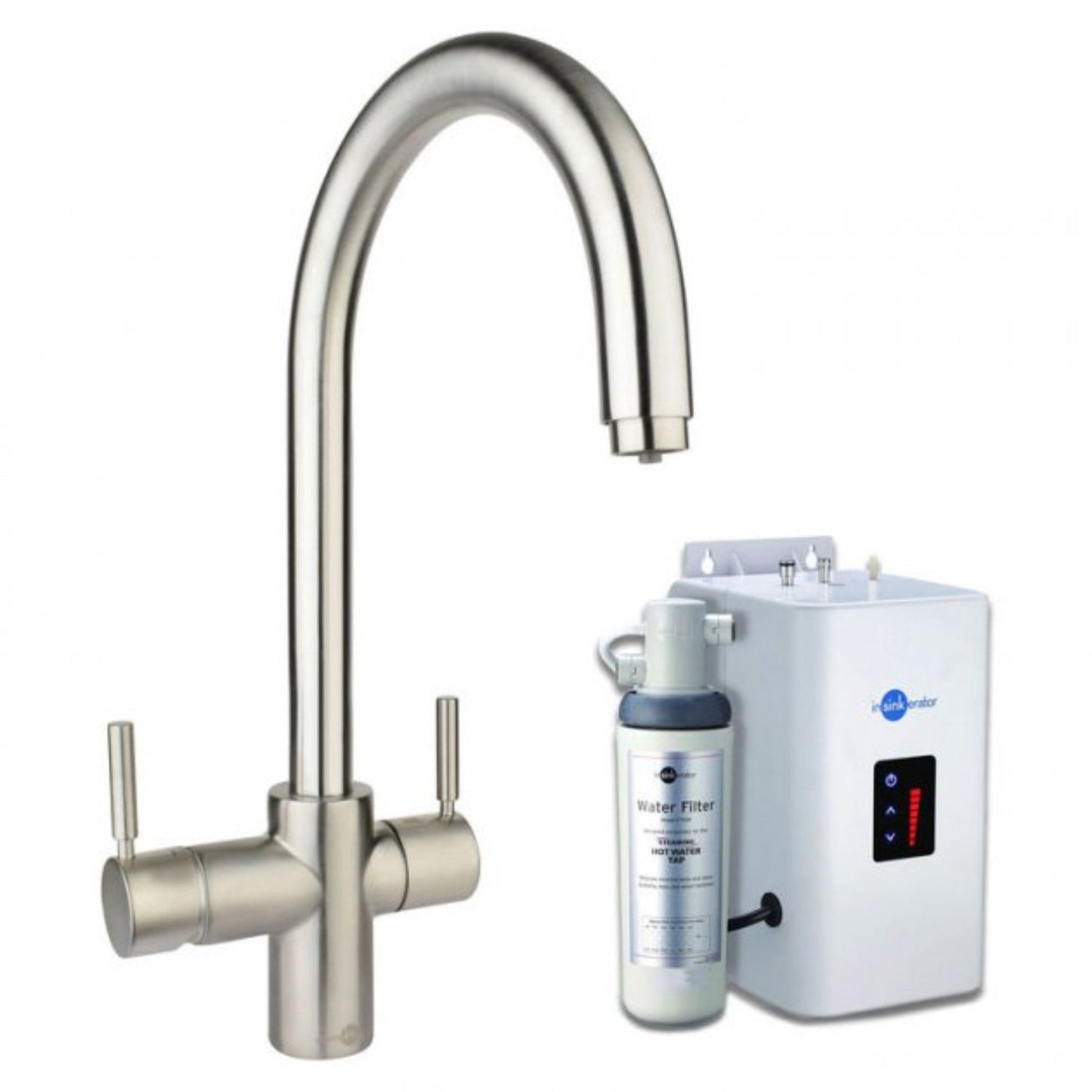 InSinkErator 3N1 J Shape Steaming Hot Tap with NeoTank And Filter Kit - The Tap Specialist