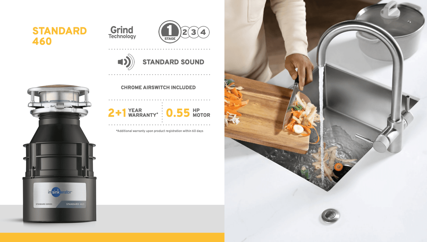InSinkErator Standard S460 SR Waste Disposal Unit with built - in Airswitch - The Tap Specialist