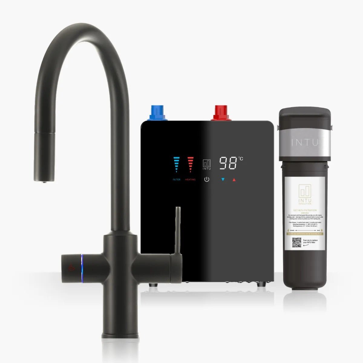 INTU Digital Sovereign 4 - in - 1 Pull Down Swan Instant Boiling Water Tap – 2.4L or 4.0L Nexus Tank - The Tap Specialist