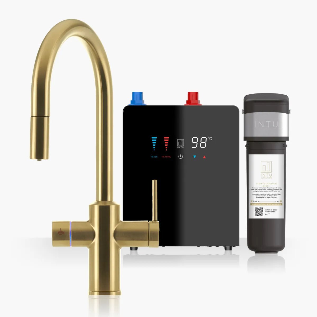 INTU Digital Sovereign 4 - in - 1 Pull Down Swan Instant Boiling Water Tap – 2.4L or 4.0L Nexus Tank - The Tap Specialist