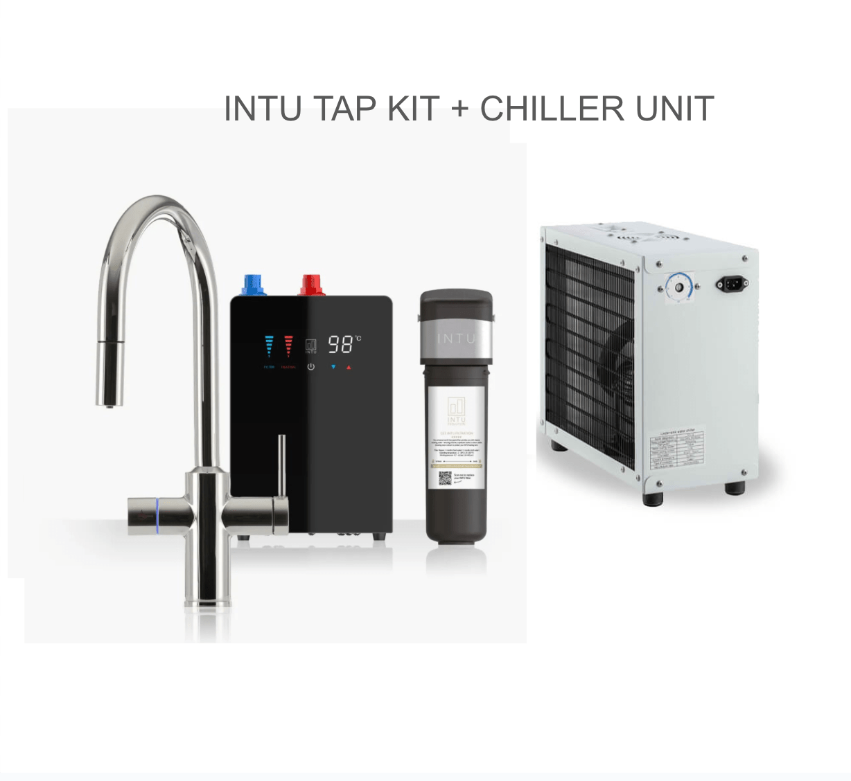 INTU Digital Sovereign 4 - in - 1 Pull Down Swan Instant Boiling Water Tap – 4.0L Nexus Tank - The Tap Specialist