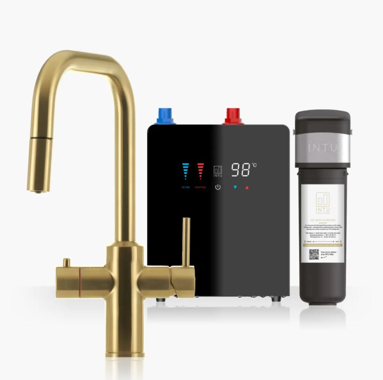 Intu Monarch & Nexus 4 - 1 Pull Down Square Instant Boiling Water Tap - The Tap Specialist