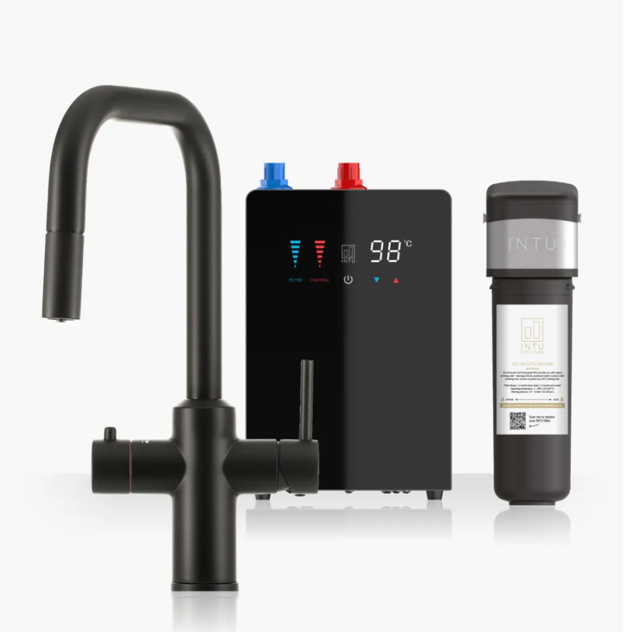 Intu Monarch & Nexus 4 - 1 Pull Down Square Instant Boiling Water Tap - The Tap Specialist