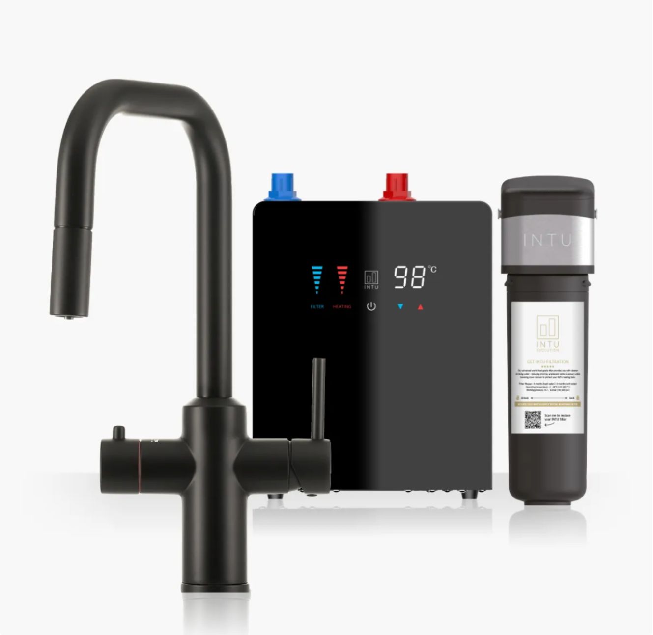 Intu Monarch & Nexus 4 - 1 Pull Down Square Instant Boiling Water Tap - The Tap Specialist