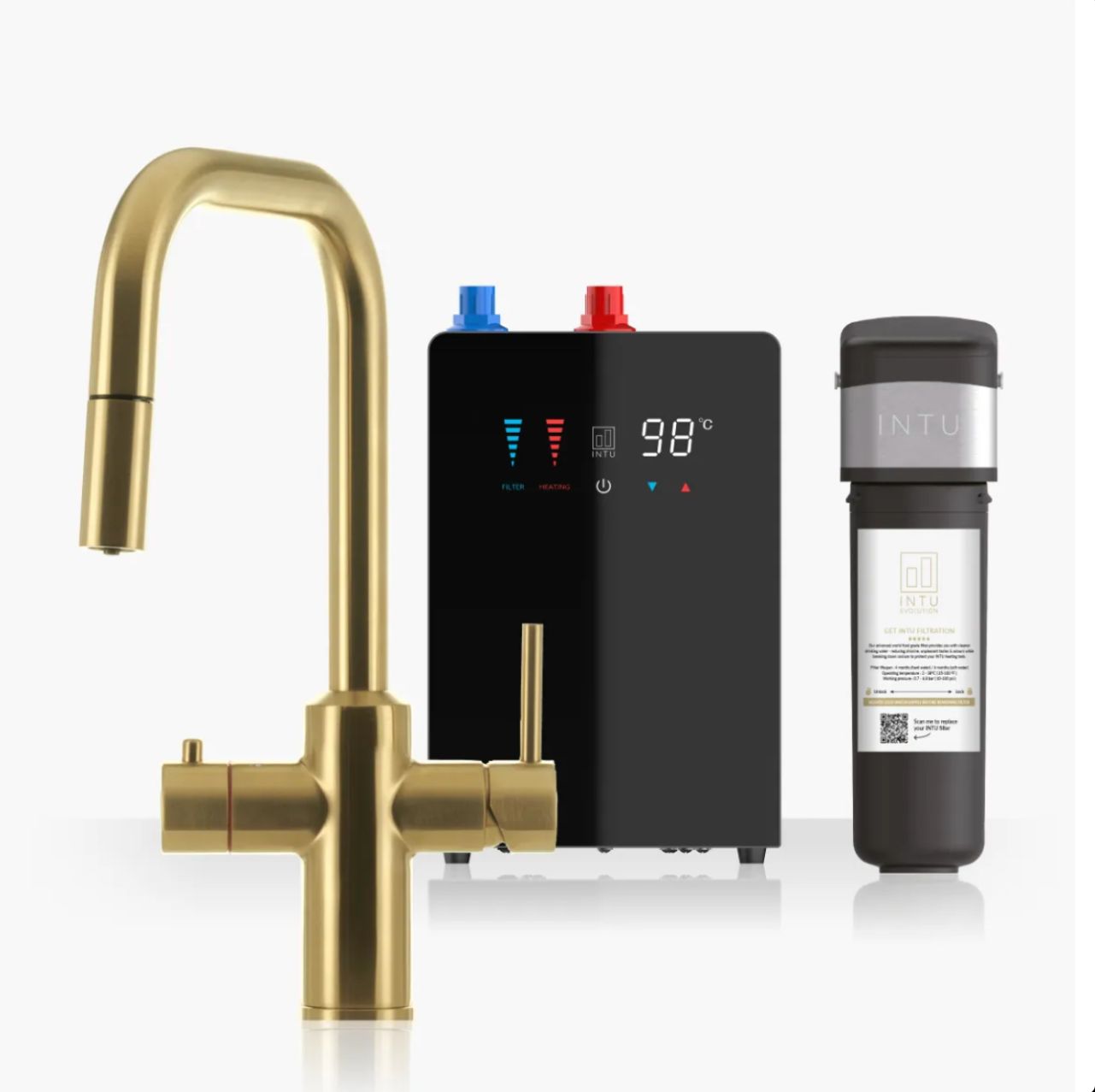 Intu Monarch & Nexus 4 - 1 Pull Down Square Instant Boiling Water Tap - The Tap Specialist