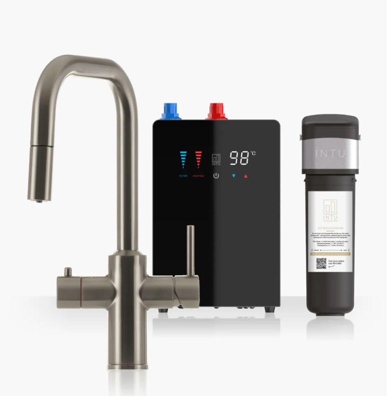 Intu Monarch & Nexus 4 - 1 Pull Down Square Instant Boiling Water Tap - The Tap Specialist