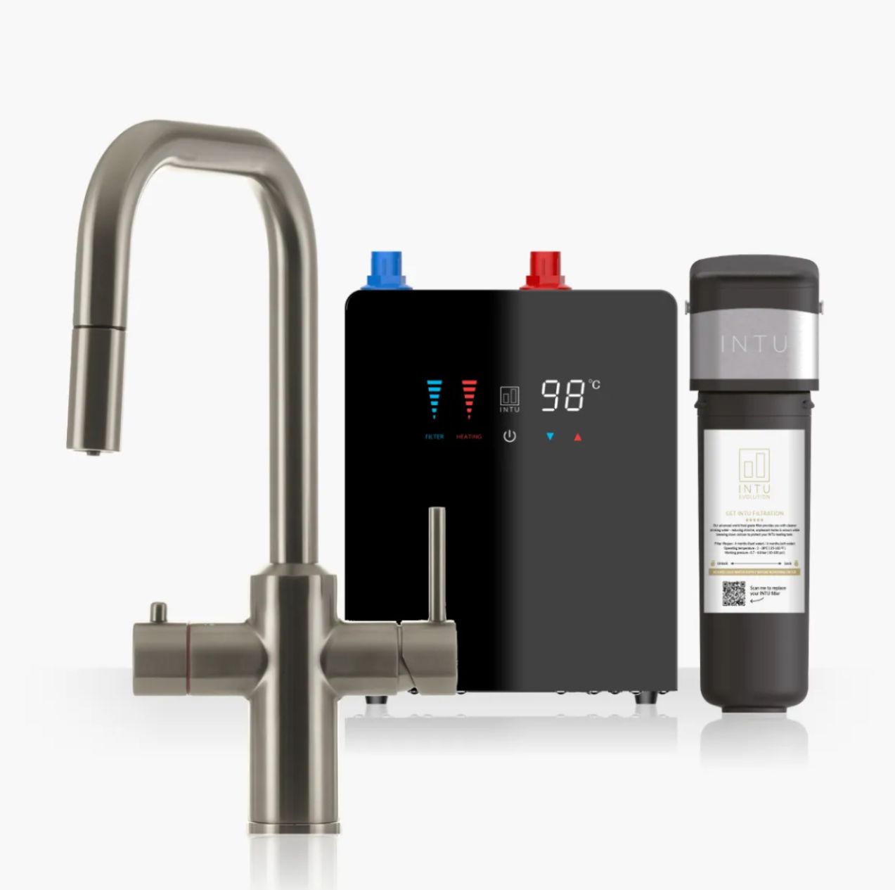 Intu Monarch & Nexus 4 - 1 Pull Down Square Instant Boiling Water Tap - The Tap Specialist