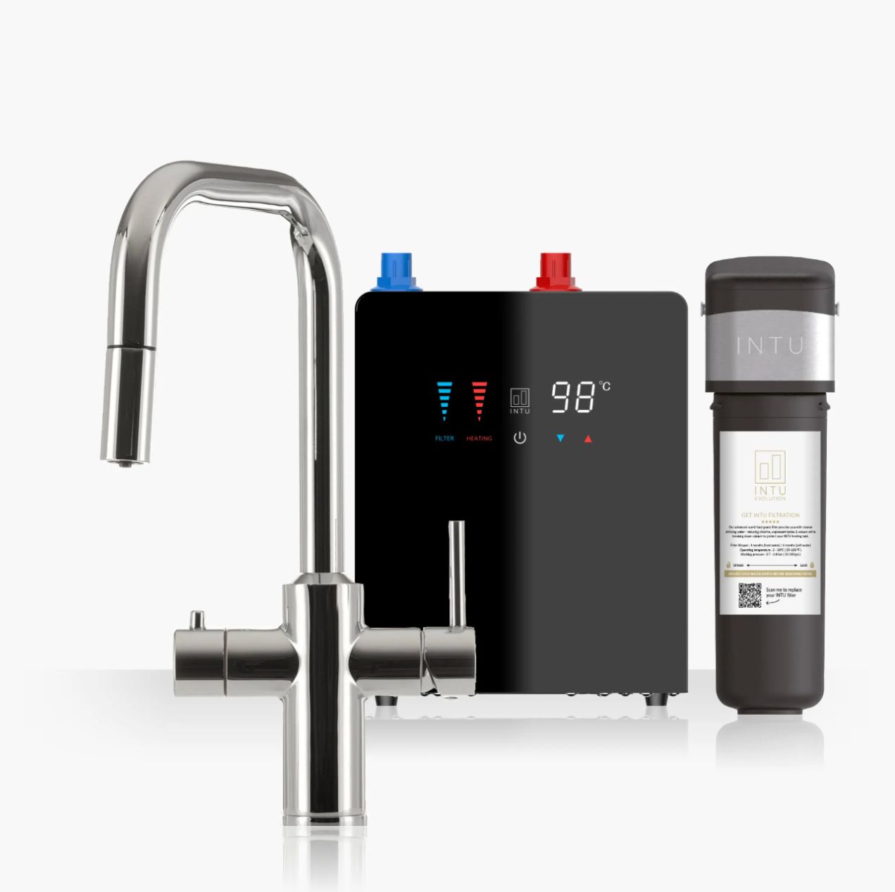 Intu Monarch & Nexus 4 - 1 Pull Down Square Instant Boiling Water Tap - The Tap Specialist