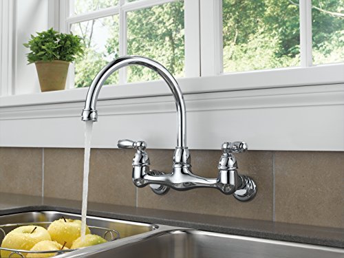 Peerless Claymore 2 - Handle Wall - Mount Kitchen Sink Faucet, Chrome - The Tap Specialist