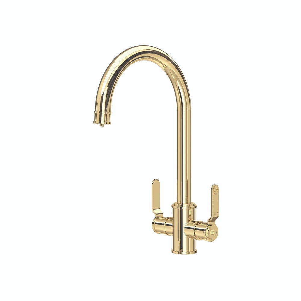 Perrin & Rowe Armstrong Filtration Tap with Textured Handles - Polished Brass - The Tap Specialist