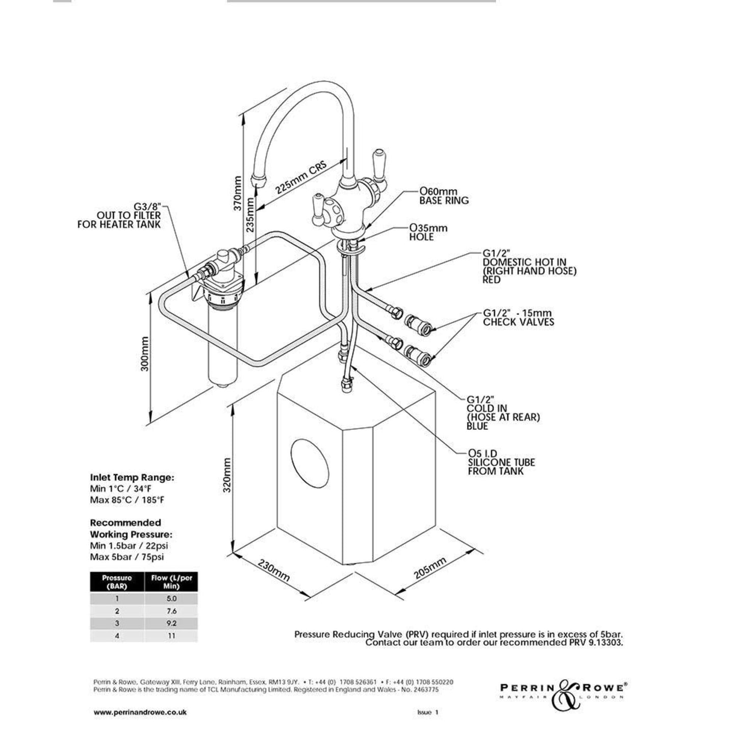Perrin & Rowe Phoenician 3 - in - 1 Instant Hot Water Tap - The Tap Specialist