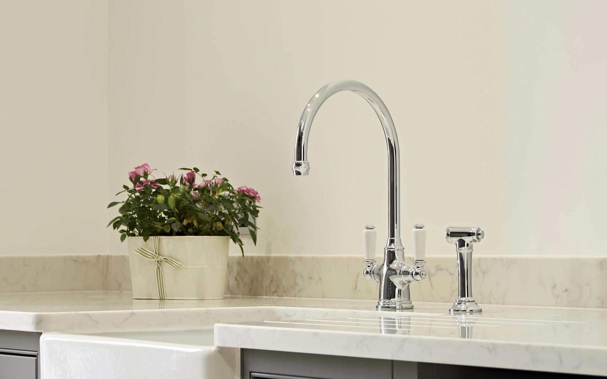 Perrin & Rowe Phoenician Monobloc Sink Mixer Tap with Rinse 4360 - The Tap Specialist