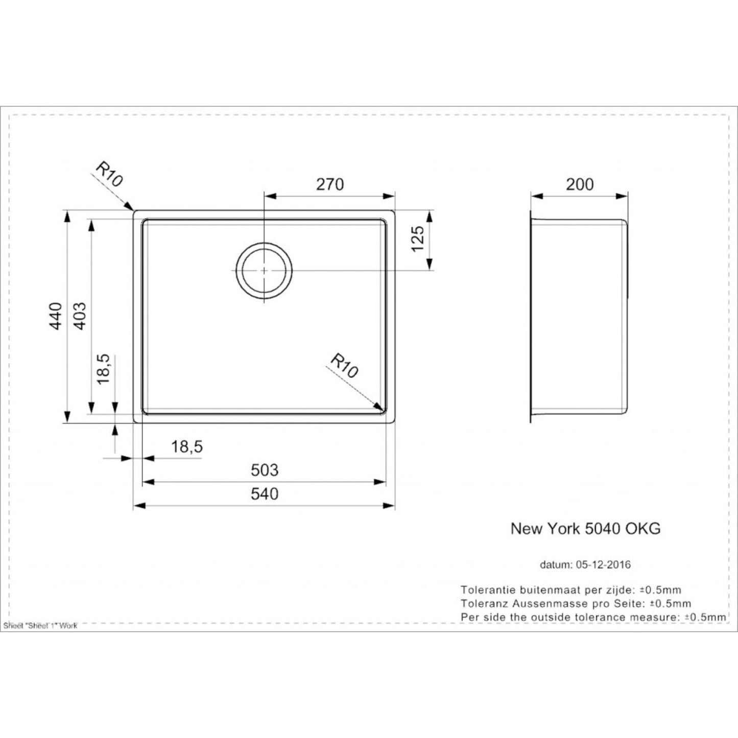 Reginox New York 50x40 Single Bowl Sink - The Tap Specialist