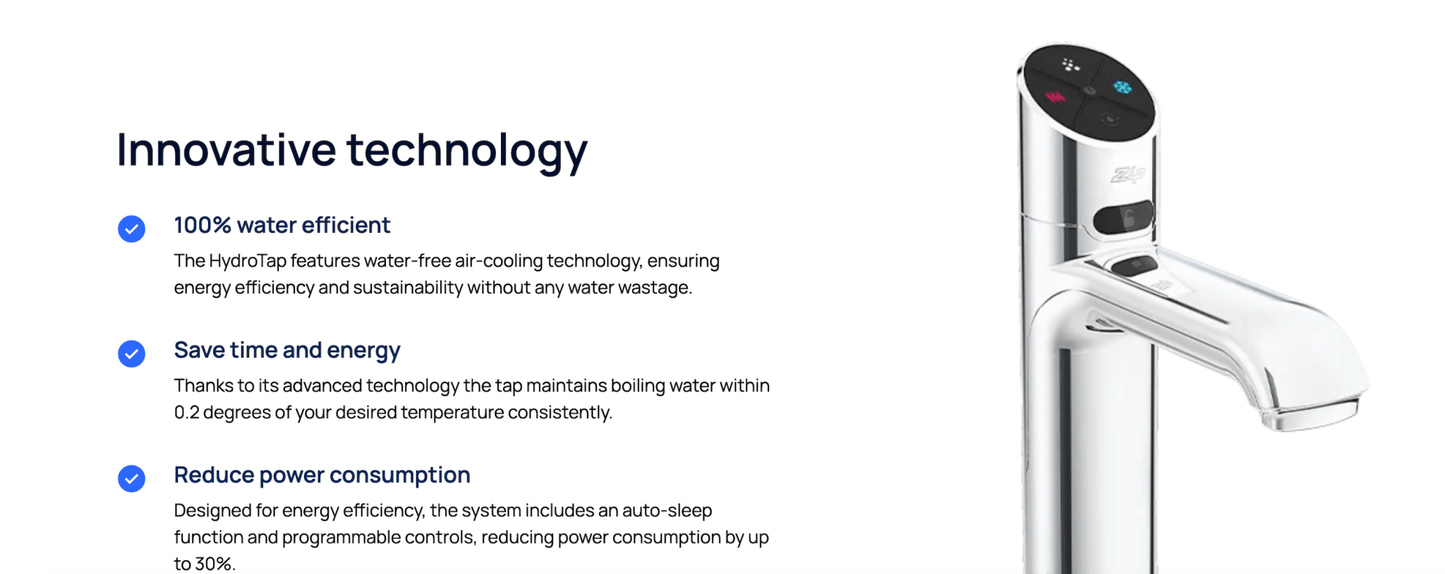 Zip Water Classic Plus All - in - One HydroTap 100/75 G5 Boiling Chilled Plus Hot & Cold - The Tap Specialist