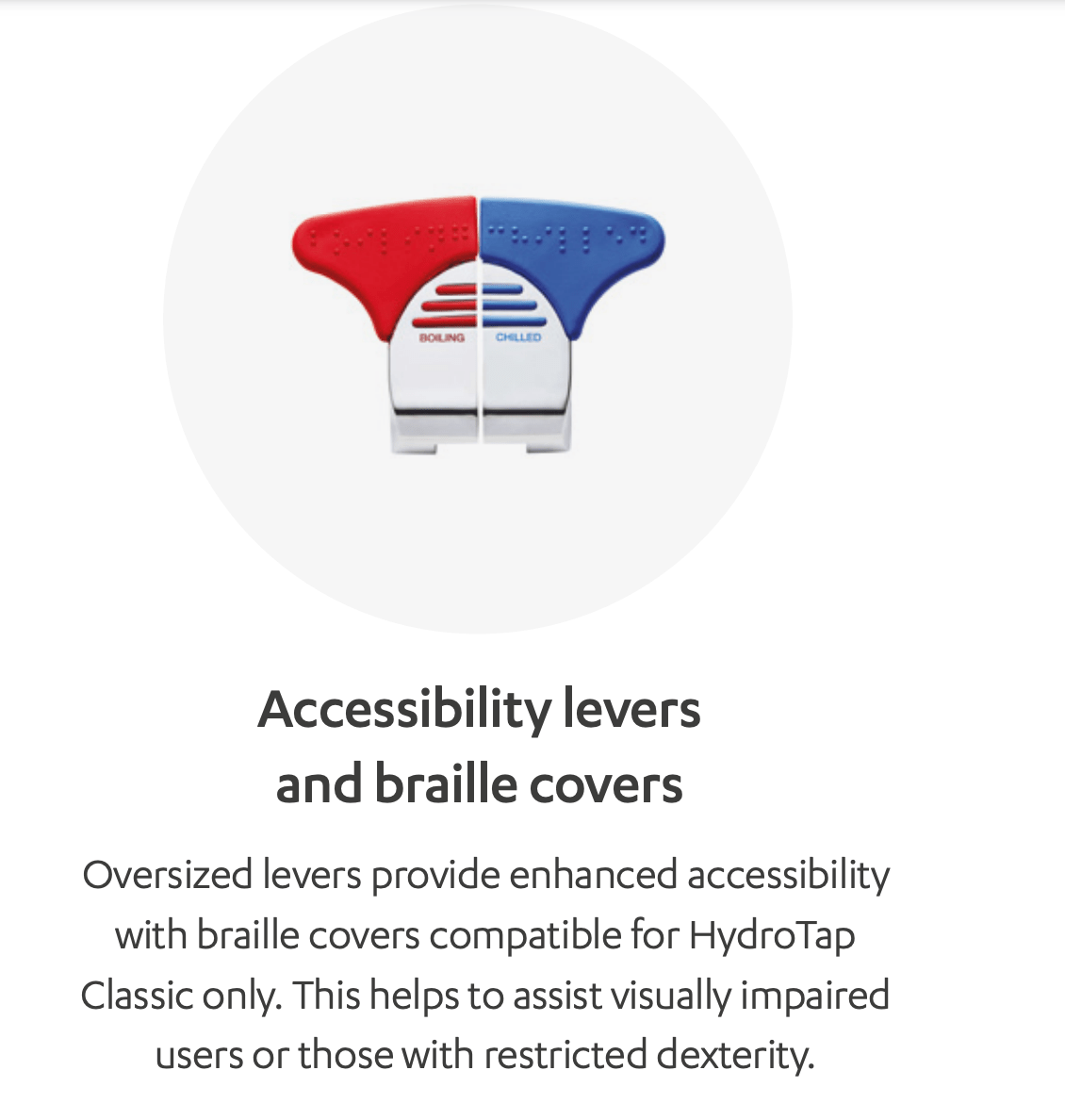 Zip Water Hydrotap Accessibility Levers and Braille Covers - The Tap Specialist