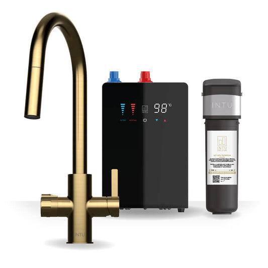 INTU 4-1 Nexus Form Boiling Water tap with Pull Out Spray Gold