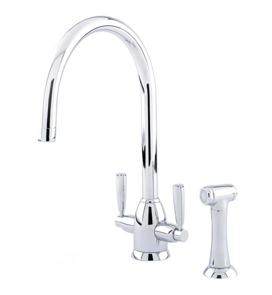 4866-CP - Perrin & Rowe Oberon Tap C-Spout with Rinse CHROME
