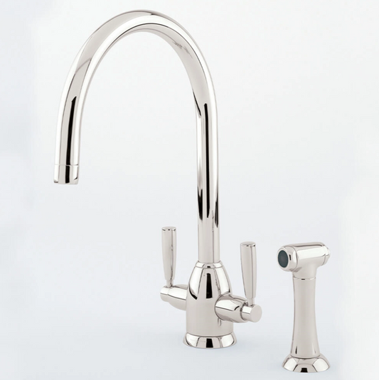 4866-PF - Perrin & Rowe Oberon Tap C-Spout with Rinse NICKEL