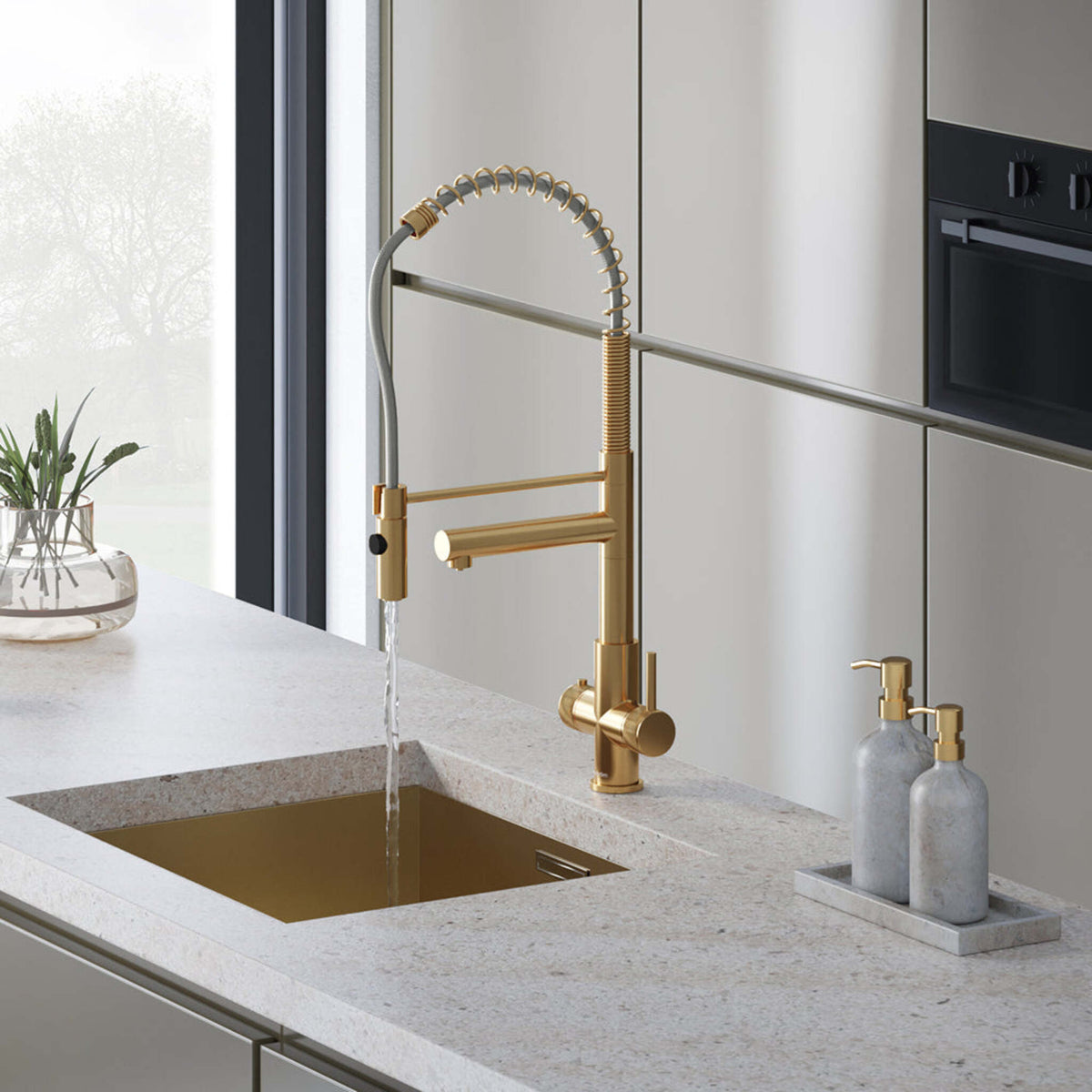 Hanström 3-in-1 Flex Touch Instant Boiling Water Tap - Brushed Gold
