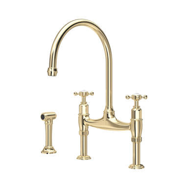 Perrin & Rowe Ionian Bridge Sink Mixer with Rinse (Crosstop) 4172